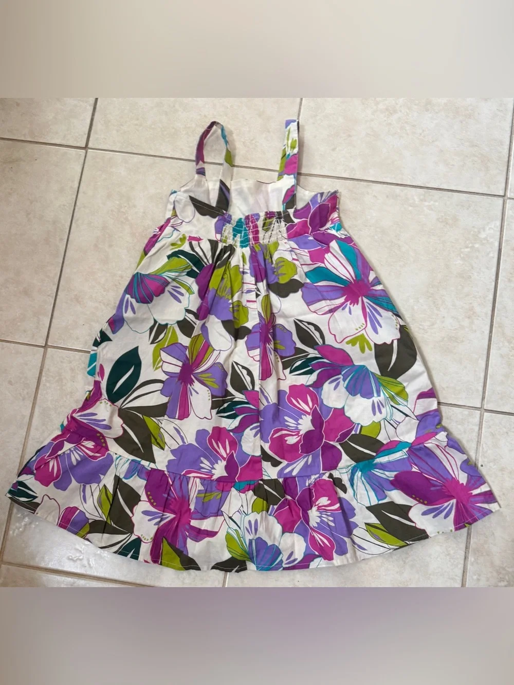GAP Girls Floral Sundress - White, Purple & Teal